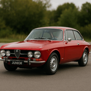 Rød Alfa Romeo Junior – kompakt, brændstoføkonomisk coupe til enkel og fleksibel leasing med hurtig levering hos LeasingBird.