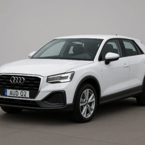 Hvid Audi Q2 hybridbil – kompakt SUV med brændstoføkonomi. Enkel leasing, hurtig levering, fleksibel hos LeasingBird.