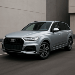 Audi Q7 hybridbil i sølv – rummelig SUV til fleksibel leasing hos LeasingBird med enkel, hurtig levering