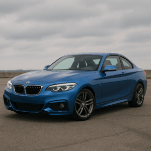 Blå BMW 2 Series hybridbil – kompakt coupé med brændstofeffektiv kørsel. Enkel leasing, hurtig levering, fleksibel.