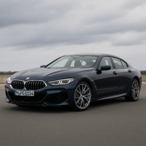 BMW 8 Series Gran Coupe i mørkeblå – hybridbil med rummelig kabine til fleksibel, hurtig leasing hos LeasingBird.