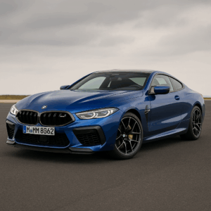 Blå BMW M8 Coupe – kraftfuld sportscoupe til enkel og fleksibel leasing med hurtig levering hos LeasingBird.