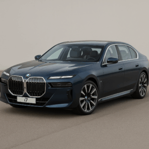 BMW i7 Sedan i mørkeblå – luksuriøs hybridbil, rummelig og klar til fleksibel leasing med hurtig levering hos LeasingBird.