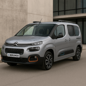 Grå Citroen E-Berlingo hybridbil – rummelig MPV til fleksibel leasing hos LeasingBird, enkel bestilling og hurtig levering.