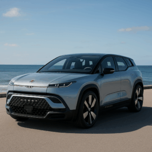 Fisker Ocean hybridbil i lyseblå – rummelig kompakt SUV til enkel, fleksibel leasing og hurtig levering hos LeasingBird.