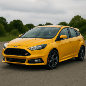 Ford Focus ST i gul – kompakt hatchback med brændstofeffektivitet til fleksibel leasing & hurtig levering hos LeasingBird.