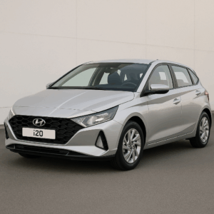 Hyundai i20 hybridbil i sølv – kompakt brændstofeffektiv bil til nem, fleksibel leasing og hurtig levering hos LeasingBird.