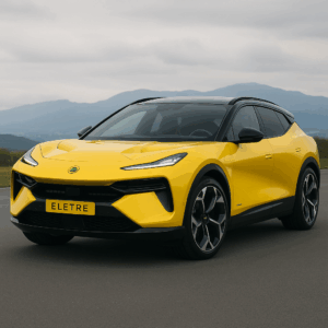 Lotus Eletre hybridbil i gul – rummelig kompakt SUV til enkel, fleksibel leasing med hurtig levering hos LeasingBird