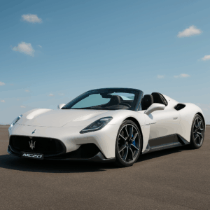 Maserati MC20 Cielo cabriolet i hvid – sportsydeevne og elegant design til enkel, hurtig og fleksibel leasing hos LeasingBird.
