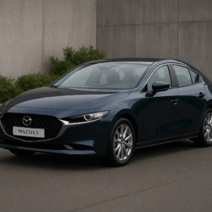 Mørkeblå Mazda 3 Sedan – brændstofeffektiv kompakt sedan til enkel, fleksibel leasing med hurtig levering hos LeasingBird.