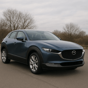 Blå Mazda CX-30 hybridbil – kompakt SUV, rummelig & brændstofeffektiv leasing, enkel, fleksibel, hurtig levering