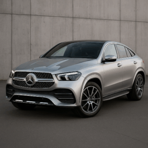 Mercedes-Benz GLE Coupe hybrid i sølv – rummelig brændstofeffektiv kompakt SUV til enkel, hurtig og fleksibel leasing.