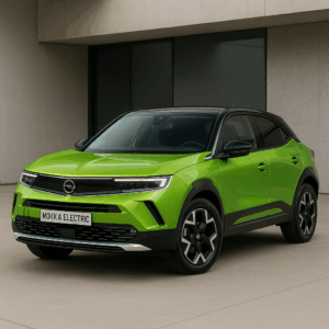 Grøn Opel Mocha Electric – kompakt SUV elbil med rummelig kabine, effektiv kørsel; enkel leasing, hurtig levering, fleksibel