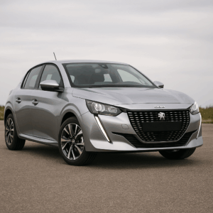 Peugeot 208 hybridbil i sølv – brændstofeffektiv, kompakt bil til enkel, fleksibel leasing hos LeasingBird, hurtig levering