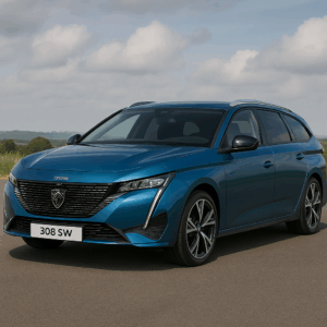 Blå Peugeot 308 SW hybridbil – rummelig kompakt SUV med brændstofeffektivitet, enkel leasing, hurtig levering & fleksibel.