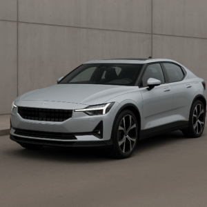 Polestar 2 elbil i sølvgrå – rummelig kompakt SUV til fleksibel leasing hos LeasingBird, enkel hurtig levering.