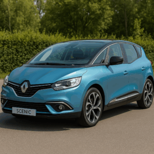 Renault Scenic hybridbil i lyseblå – rummelig kompakt SUV til enkel leasing, hurtig levering & fleksibilitet