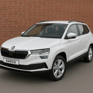 Skoda Karoq i hvid – rummelig, brændstofeffektiv kompakt SUV til enkel, hurtig og fleksibel leasing hos LeasingBird.
