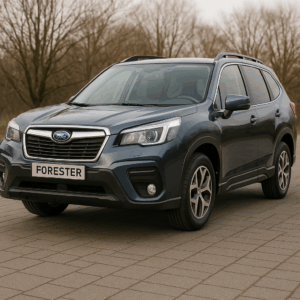 Subaru Forester hybridbil i mørkegrå – rummelig kompakt SUV til fleksibel leasing, økonomisk, enkel hurtig levering.
