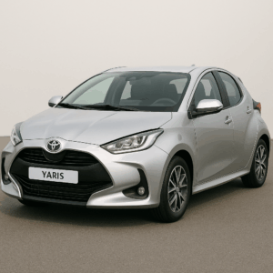 Toyota Yaris hybrid i sølv – kompakt, brændstofeffektiv hybridbil til fleksibel leasing & hurtig levering hos LeasingBird.