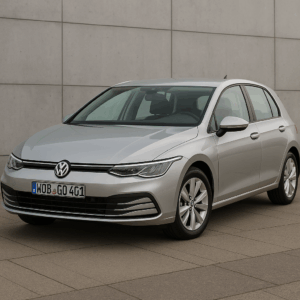 Volkswagen Golf eHybrid i sølv – økonomisk hybridbil, kompakt bil til enkel, hurtig og fleksibel leasing hos LeasingBird.