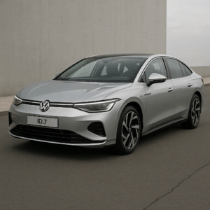 Volkswagen ID.7 elbil i sølv – rummelig kompakt elbil til enkel, fleksibel leasing hos LeasingBird med hurtig levering