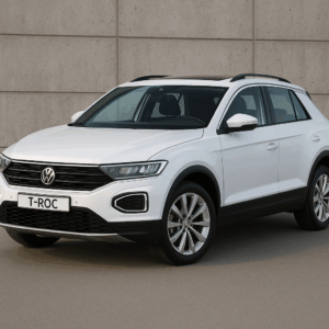 Volkswagen T-Roc hybridbil i hvid – rummelig, brændstofeffektiv kompakt SUV til fleksibel leasing hos LeasingBird.
